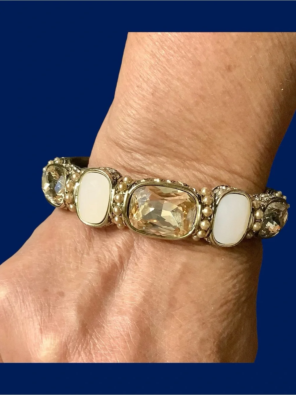Heidi Daus  Blush Pink and Champagne Statement Piece Bracelet. NWOT